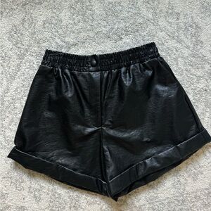Olivaceous Vegan Leather cuffed shorts, NWT, medium